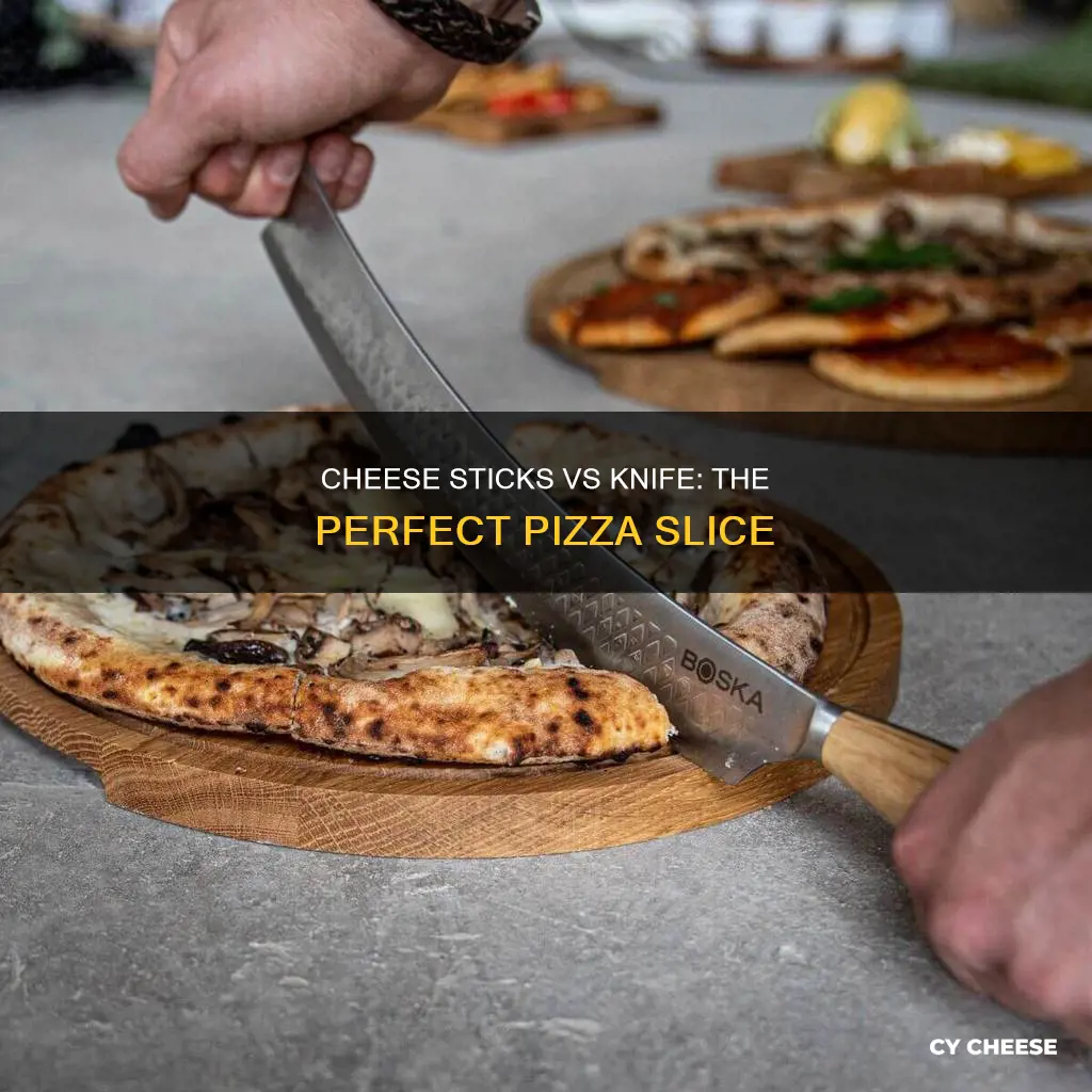 when cutting a pizza cheese sticks to knife