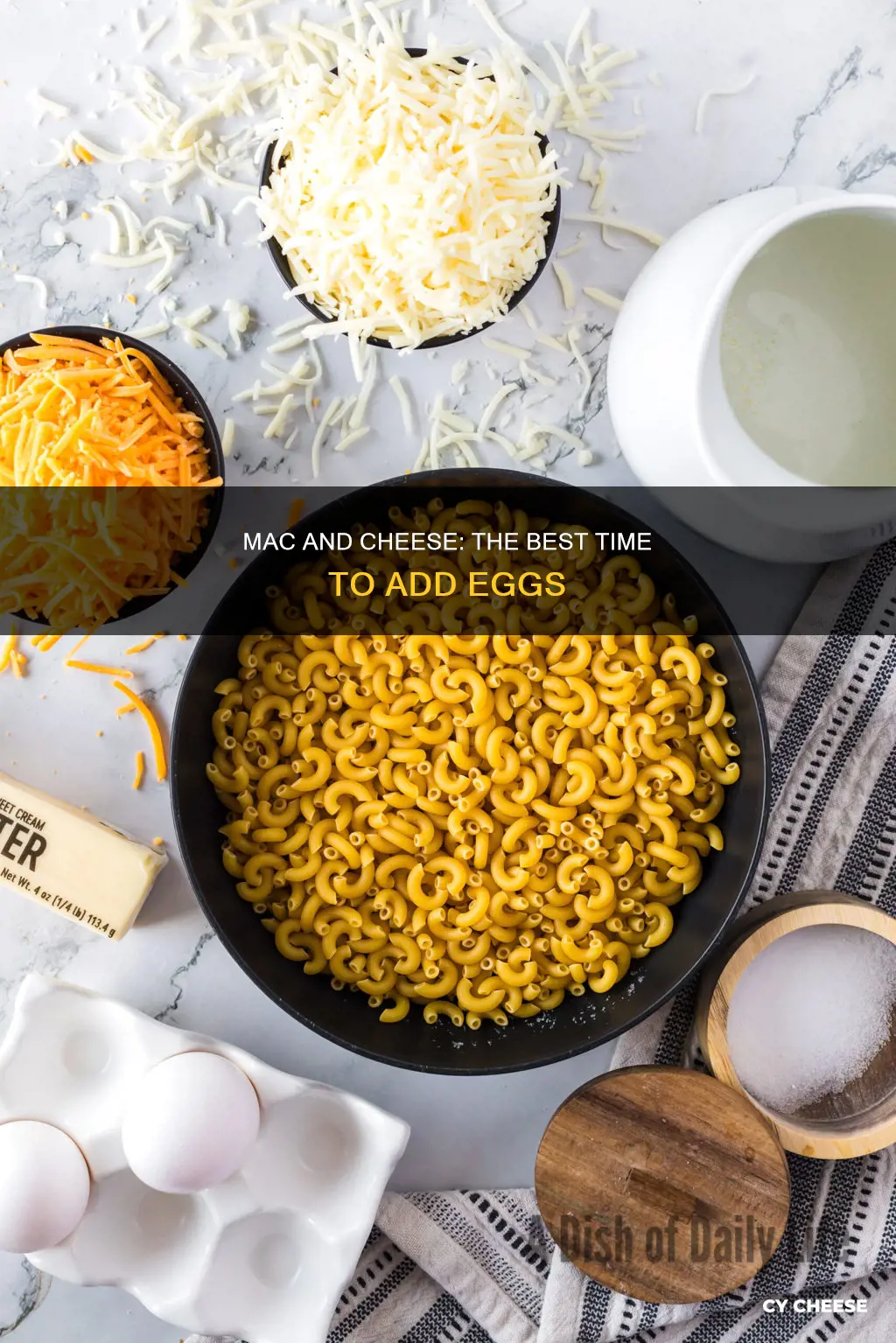 when do you add egg to baked macaroni and cheese