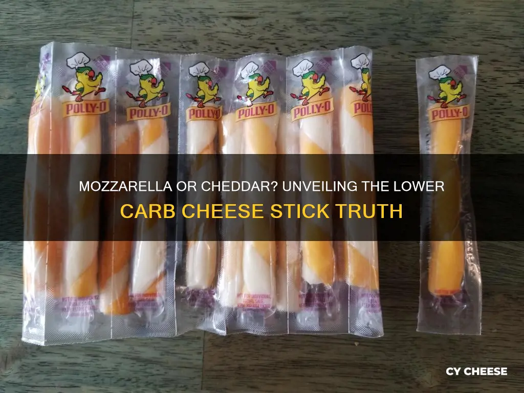 which are lower carb cheese sticks mozzarella or cheddar