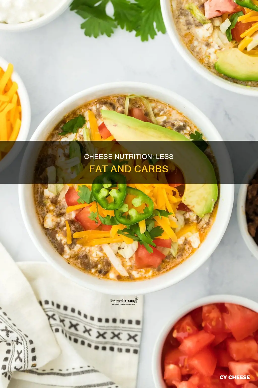 which cheese has less fat and carbs